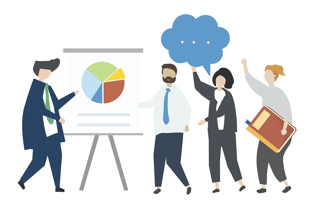 Four people talking.