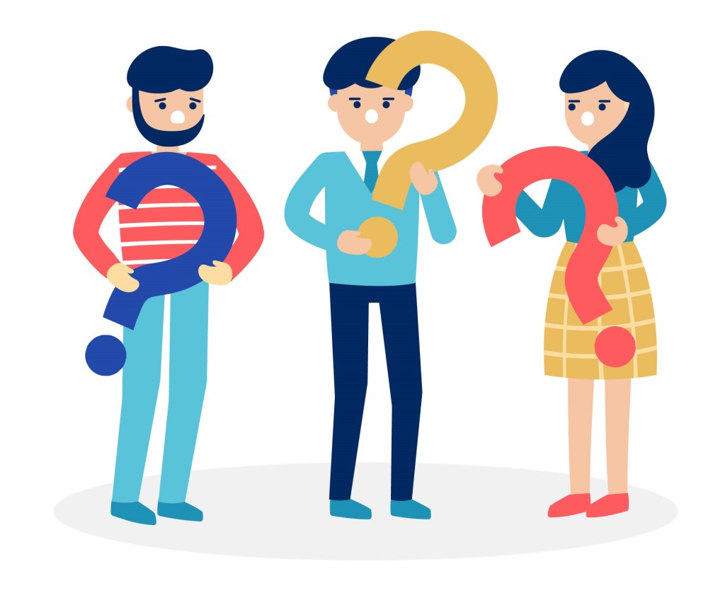 People holding question marks.