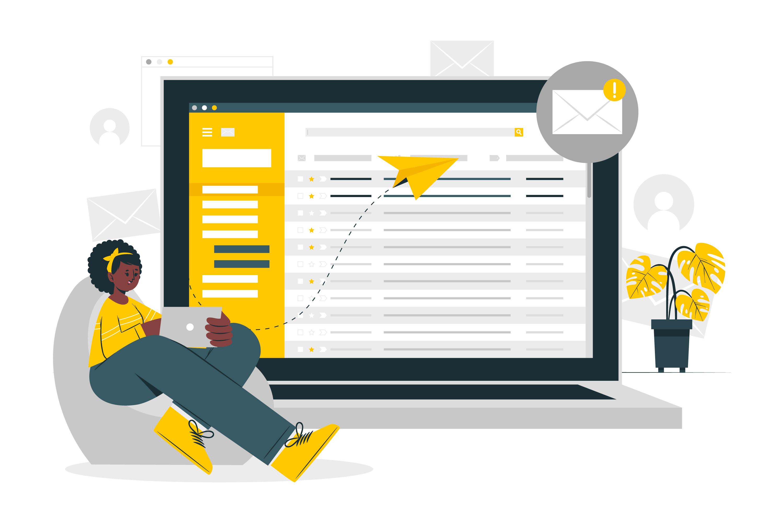 Picture demonstrating sending out a marketing email.