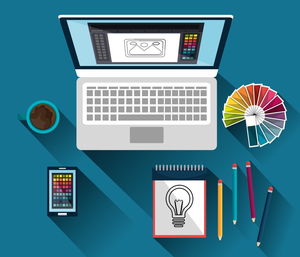 laptop with graphic design program