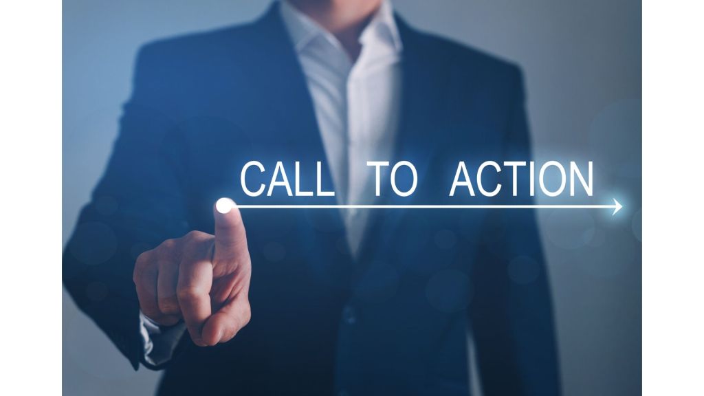 Man touching a glowing call to action title