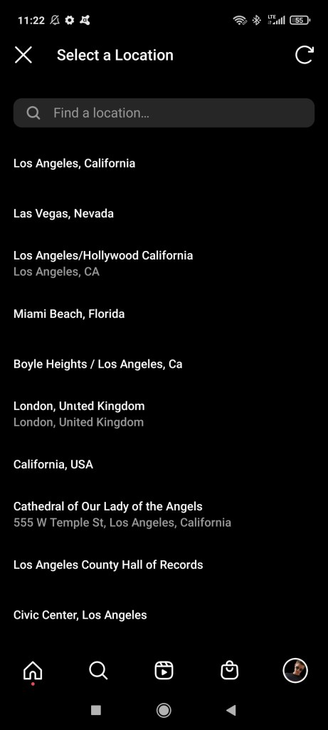 Instagram location search example