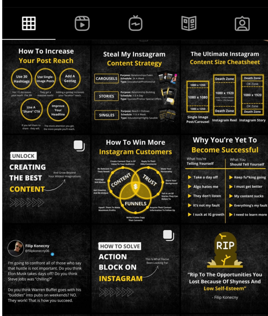 Instagram profile grid