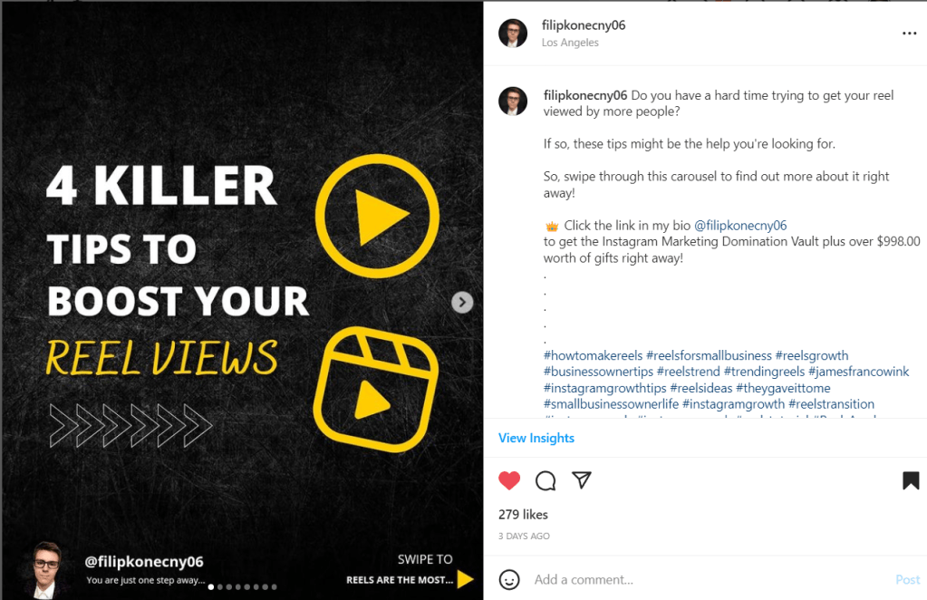 Example of a valuable carousel on social media.