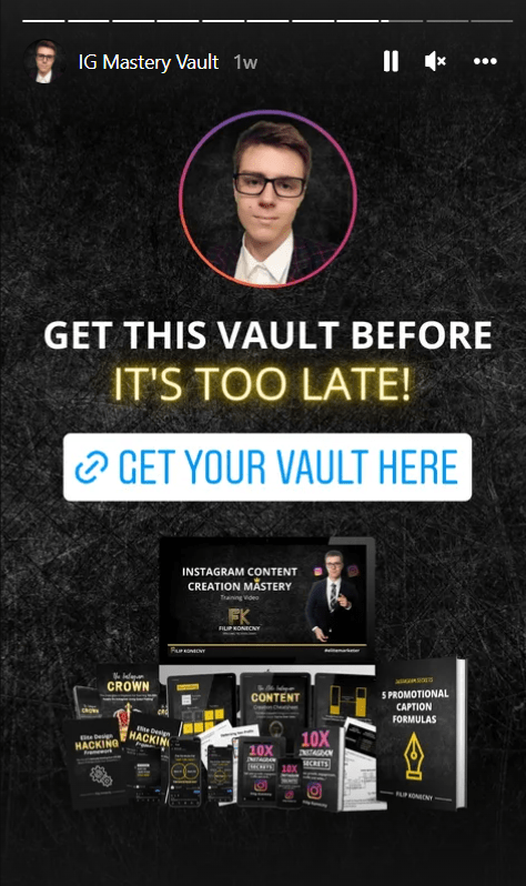 Example of leveraging a link sticker in Instagram stories