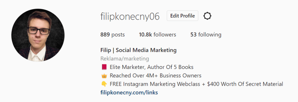 Profile of Filip Konecny on Instagram