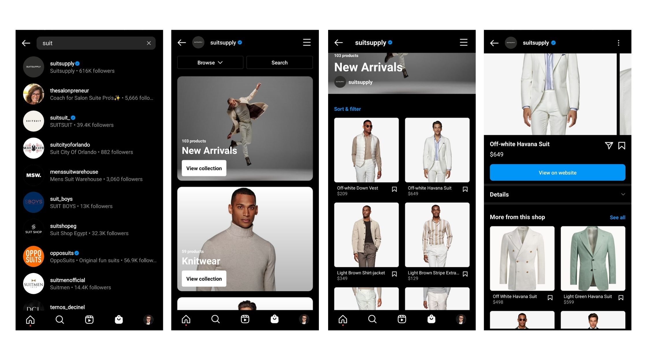 Example of Instagram shopping