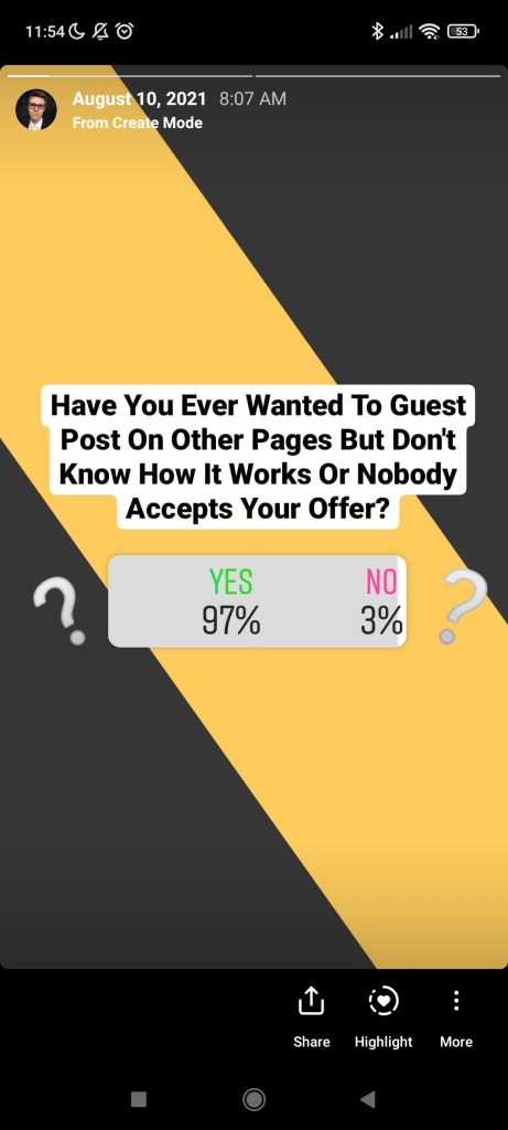 Instagram poll example