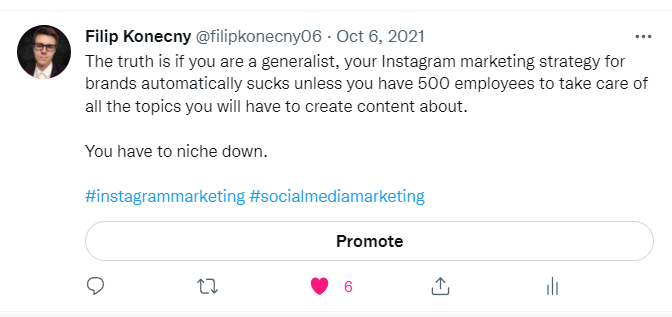 Example of blog content curated on Twitter