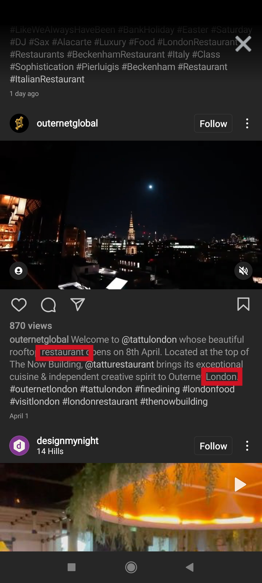 Example of a keyword used in caption for Instagram SEO
