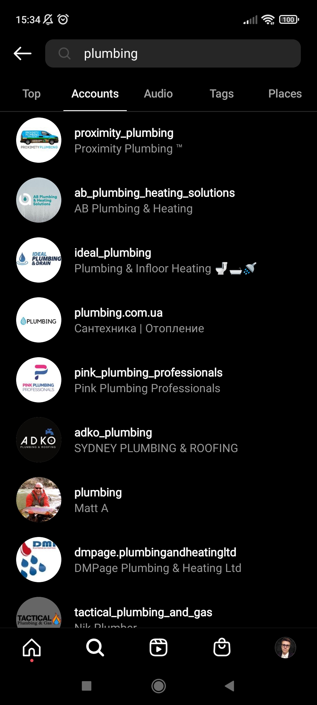 Example of Instagram SEO in Instagram accouunt search