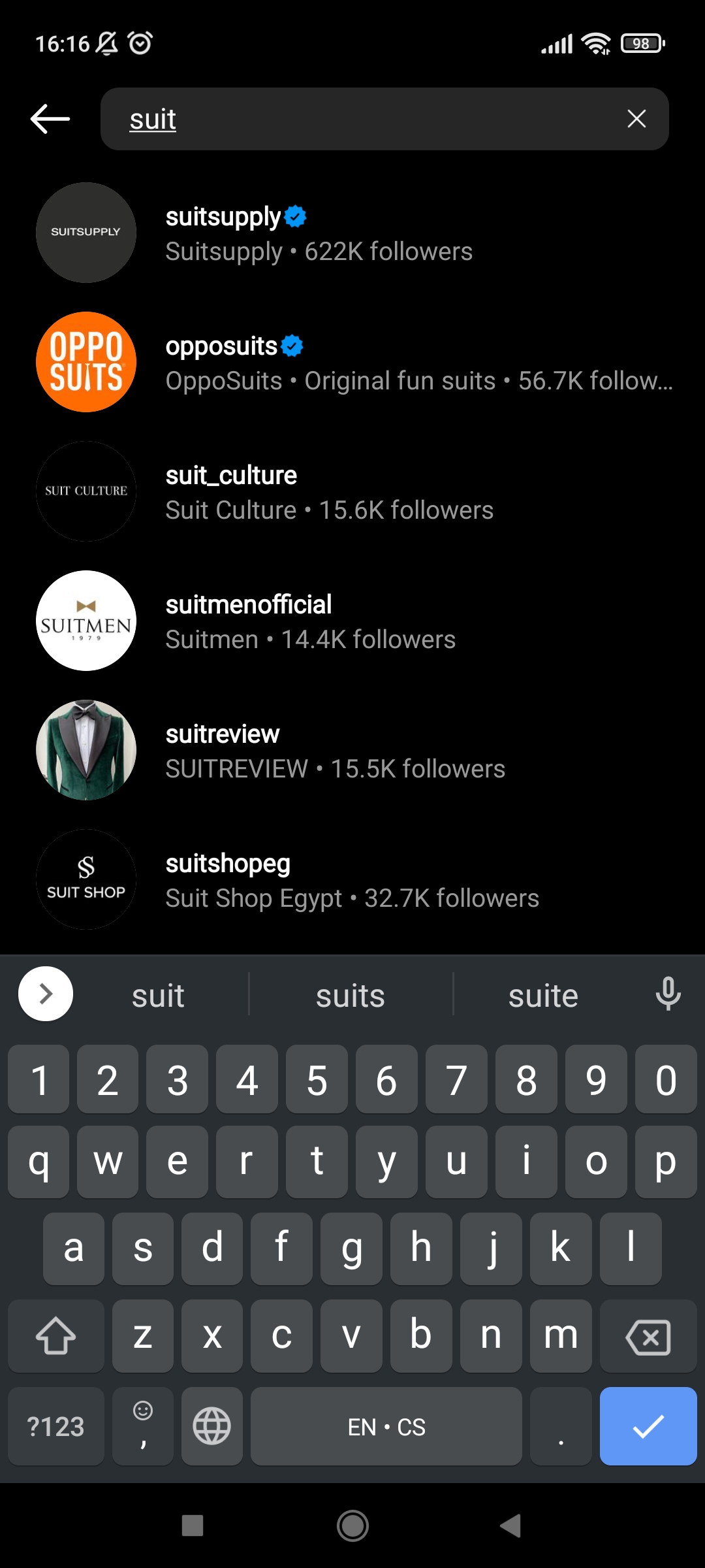 Instagram shops that showed as a result of performing an Instagram shop search.