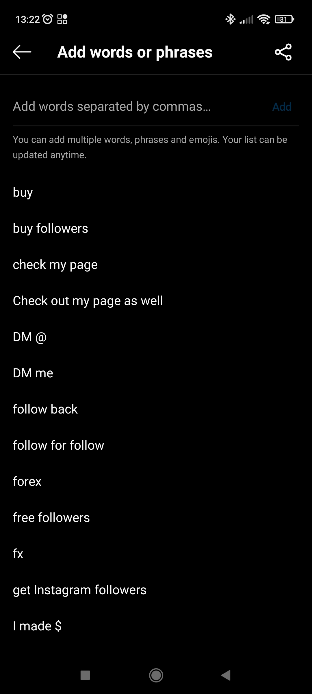 Example of comment settings #3