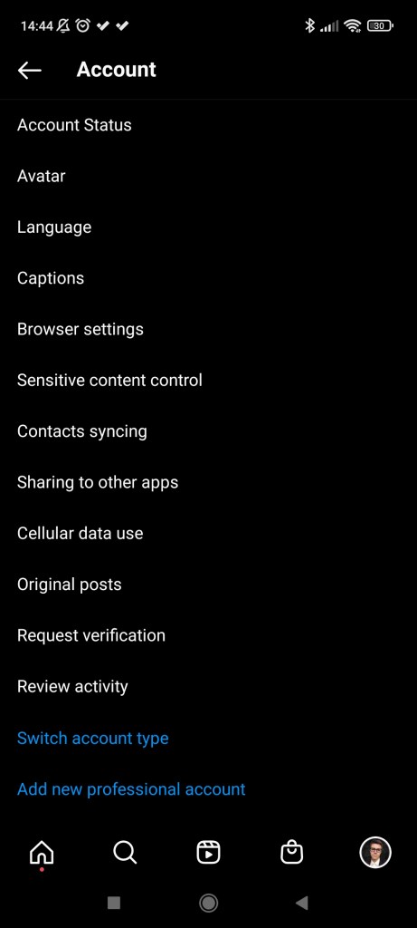 Account setting example #1