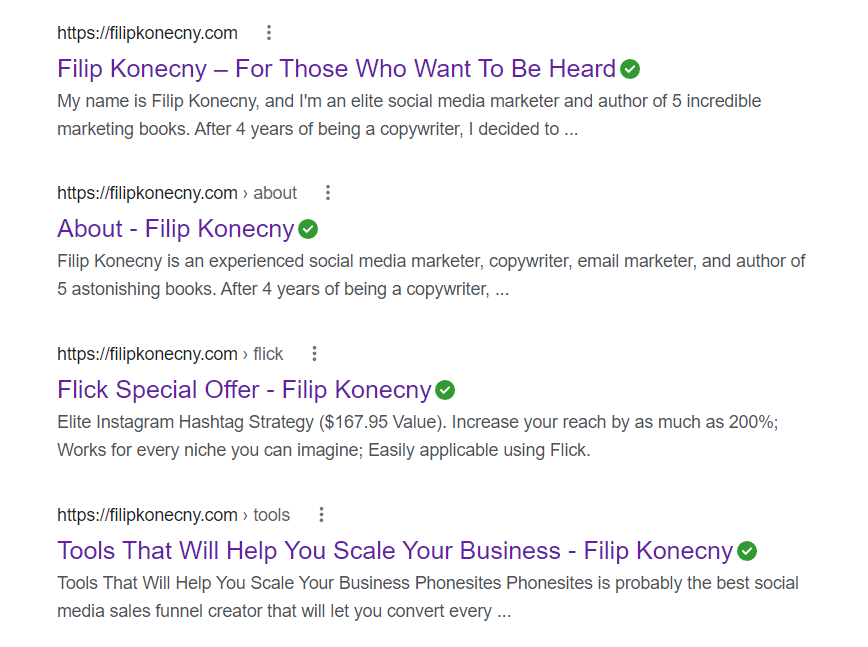 Image of websites that are showing on the search results page