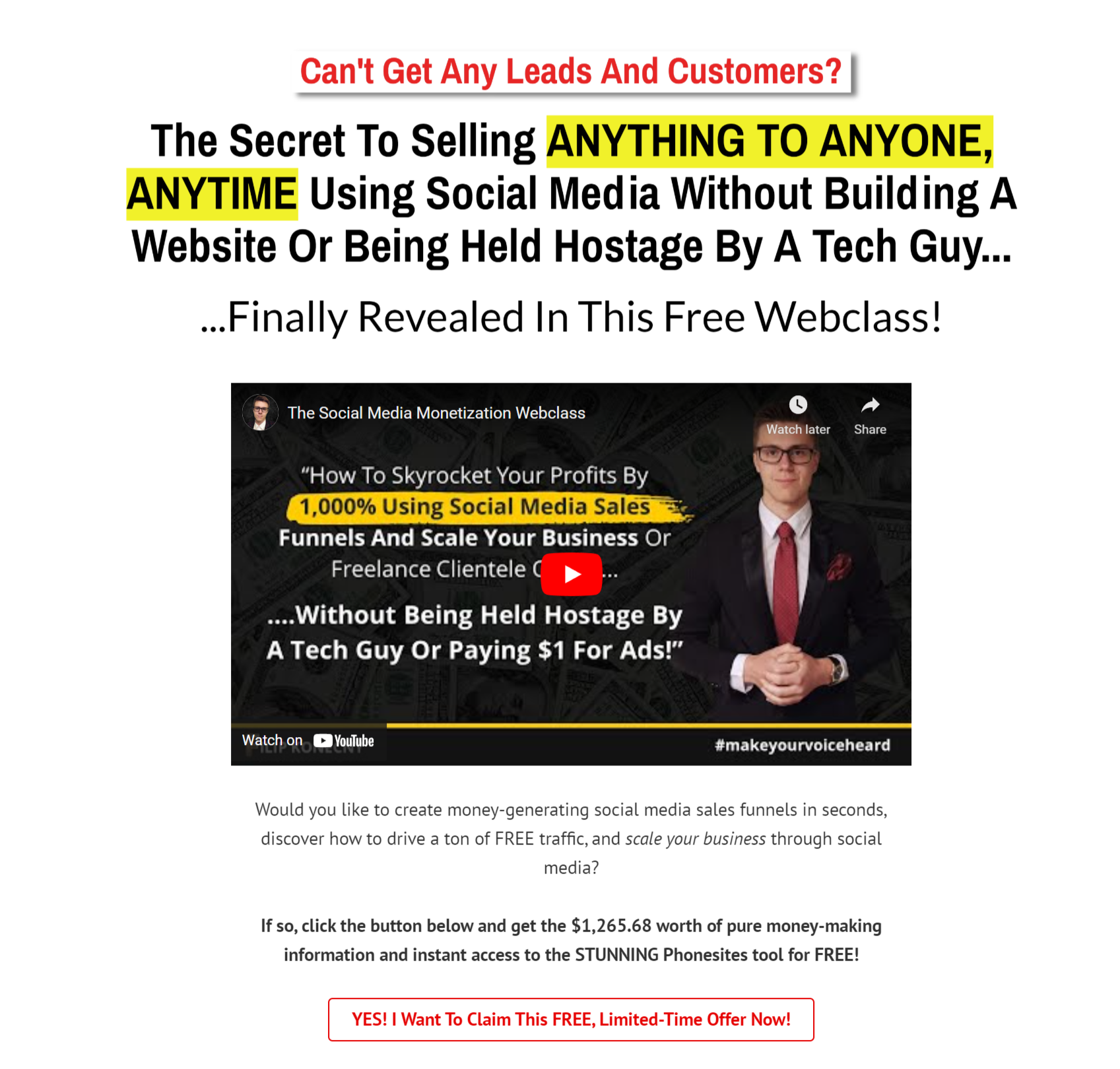 Example of bridge page in an affiliate marketing sales funnel from Filip Konecny