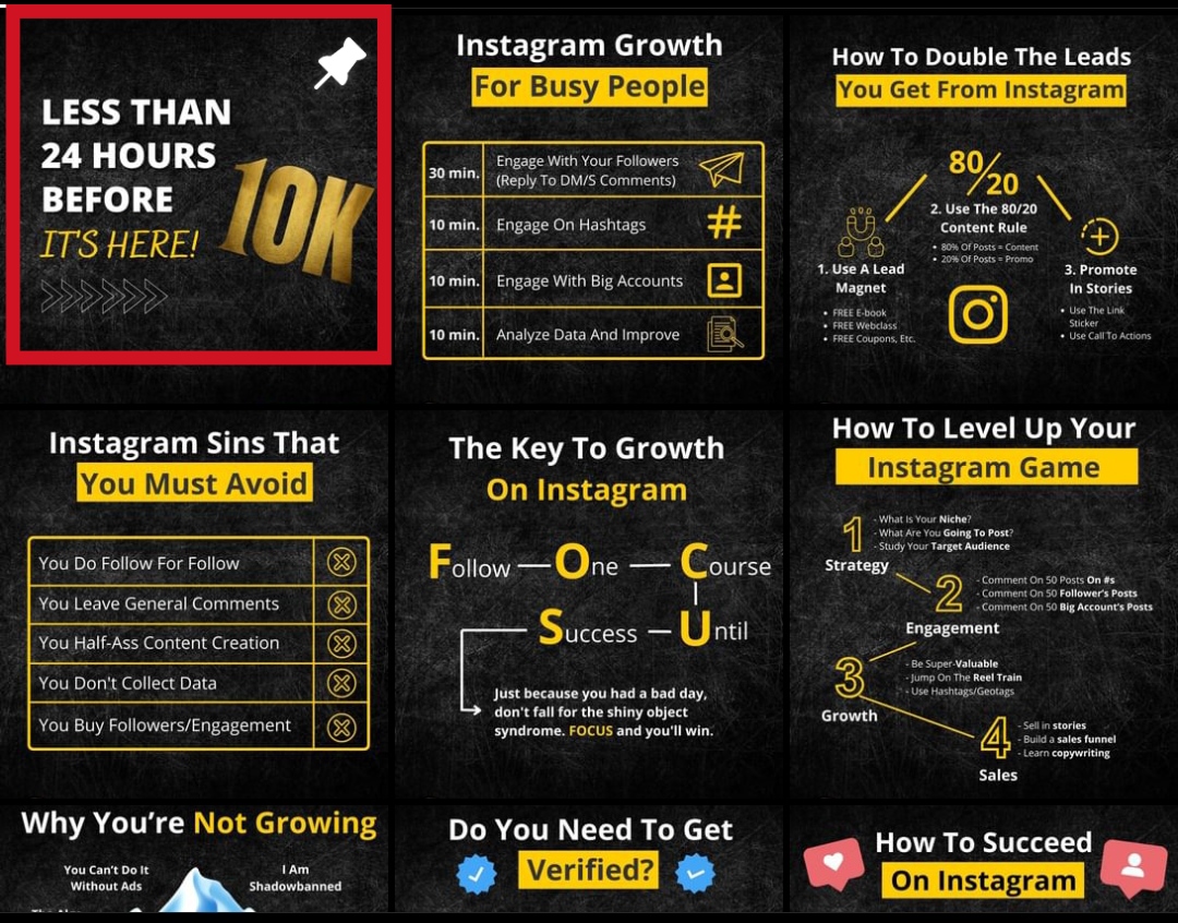 Example of a pinned promotional post