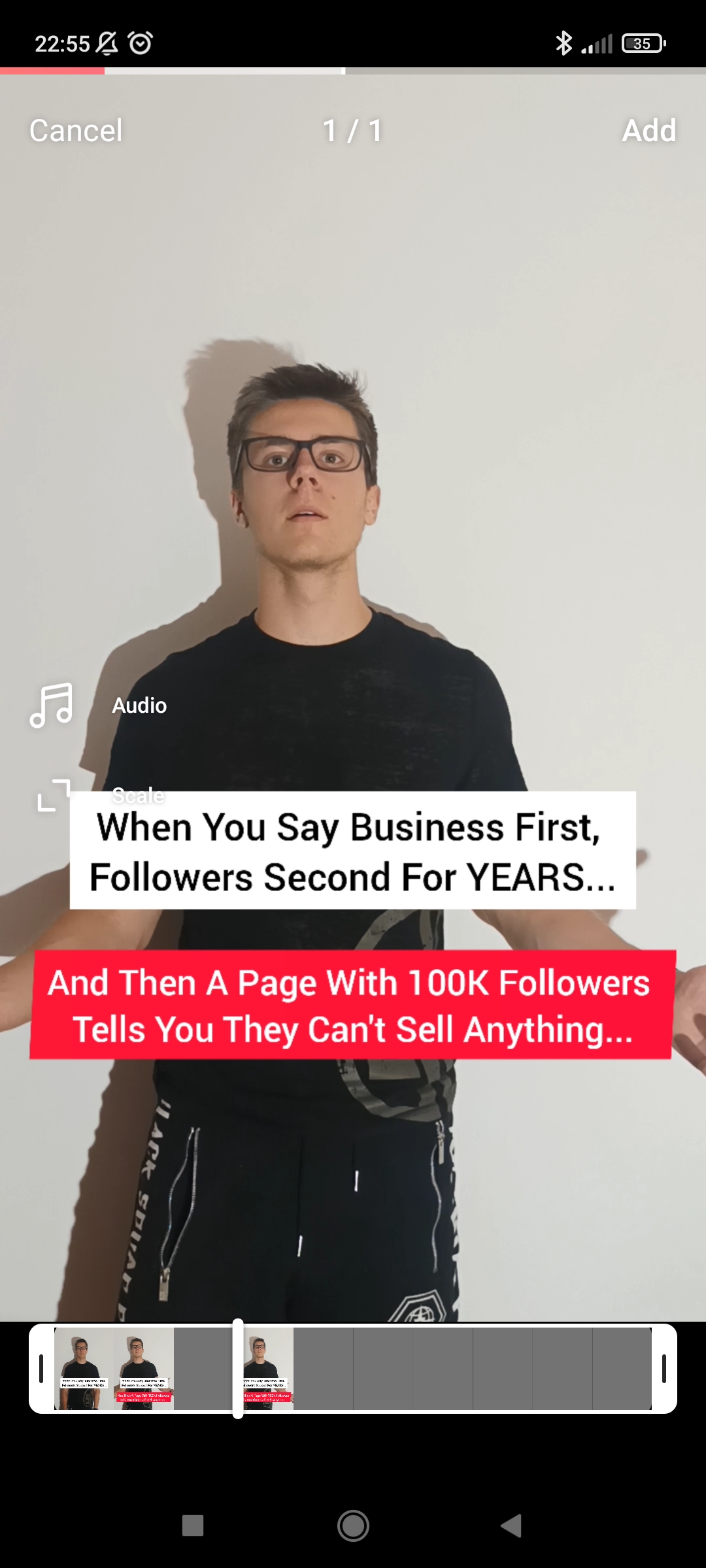 Editing an Instagram reel