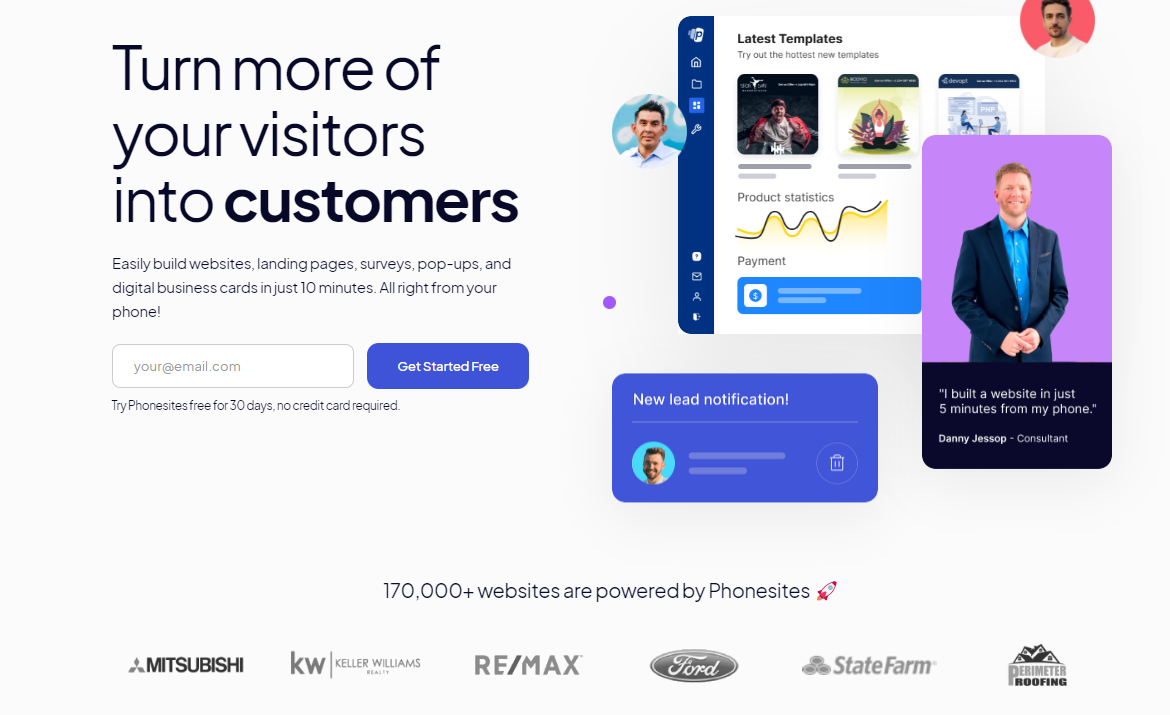 Phonesites homepage screenshot