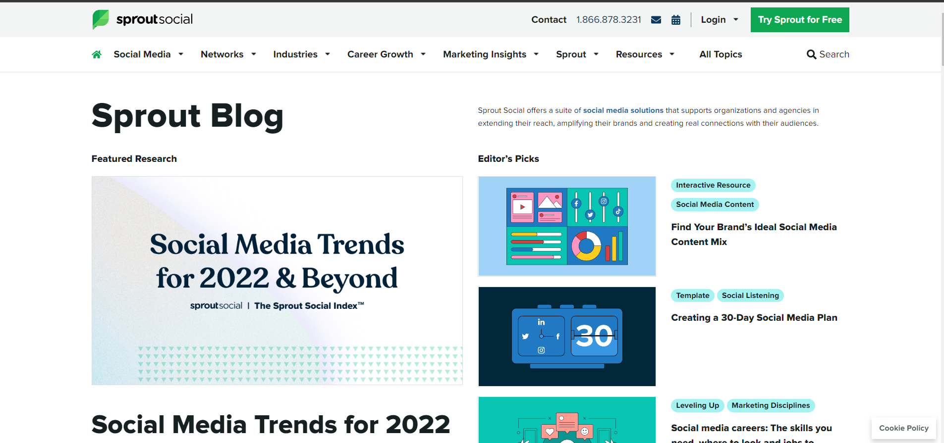 Sprout social digital marketing blog screenshot