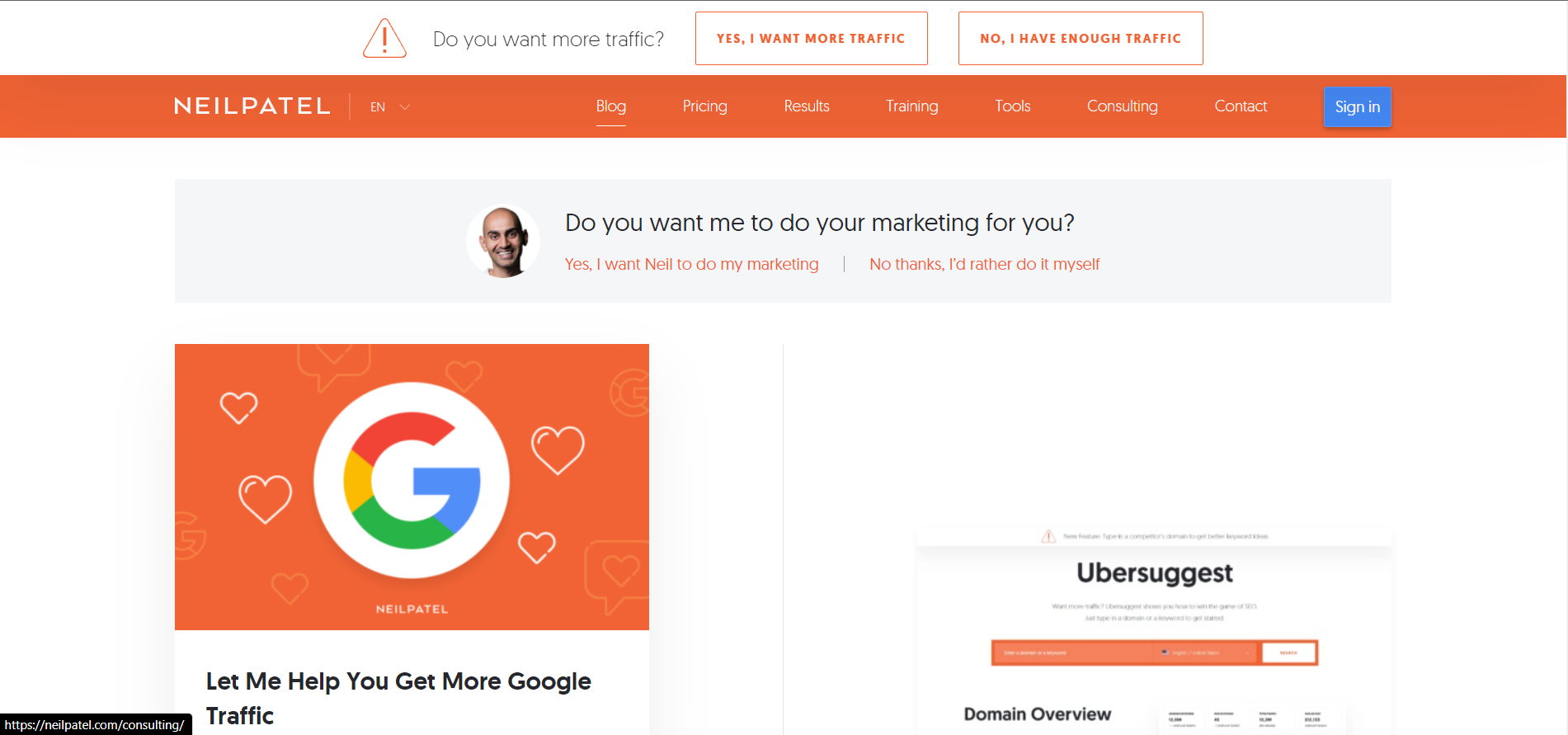 Neil Patel blog screenshot