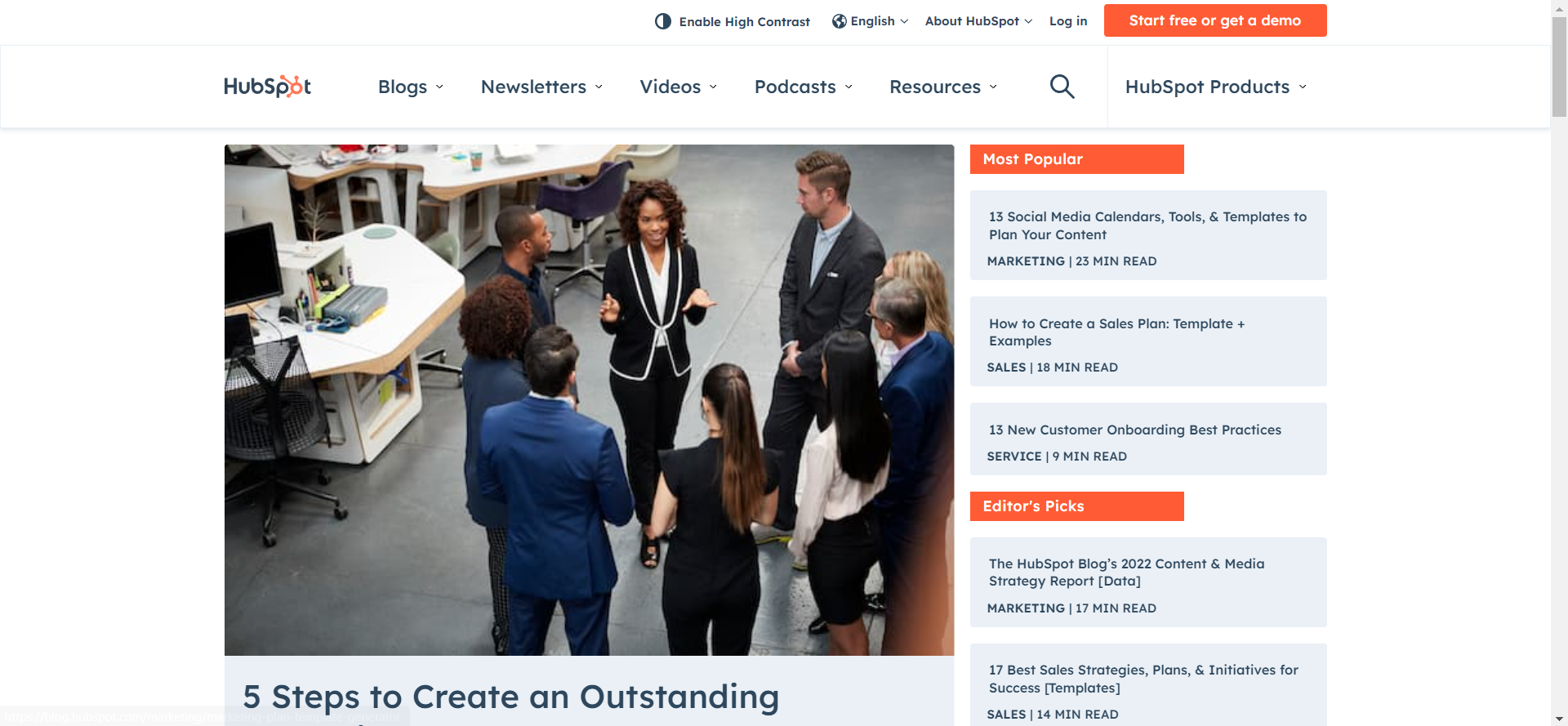HubSpot blog screenshot