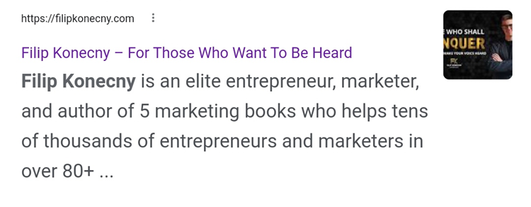 Example of how meta description looks like in Google search results