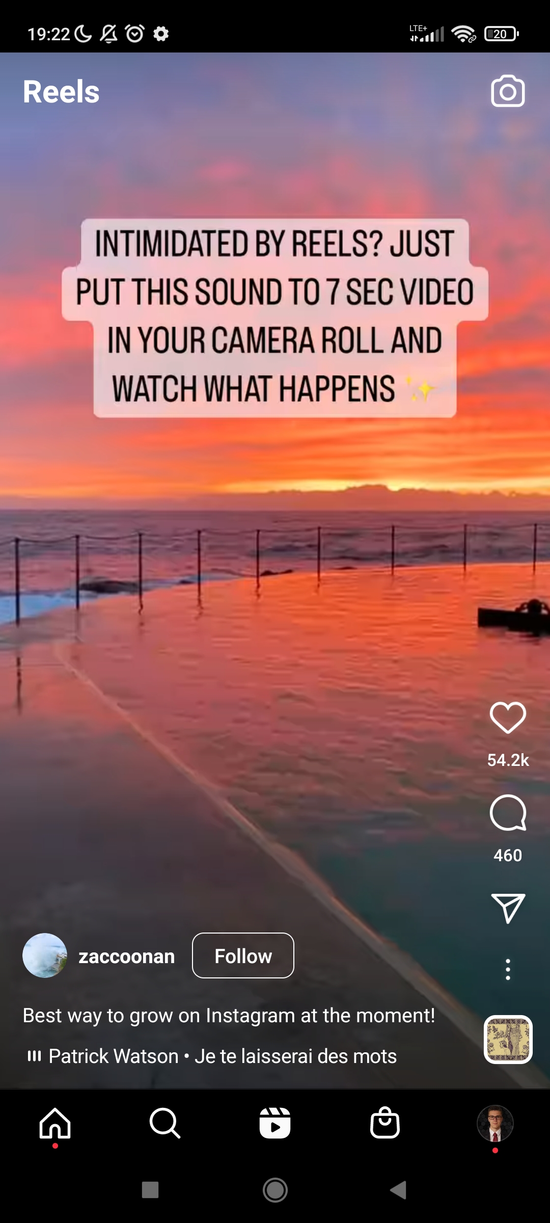 Example of an Instagram reel