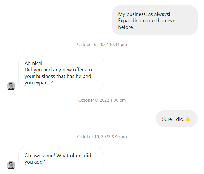 Example of how to sell on Instagram using DMs