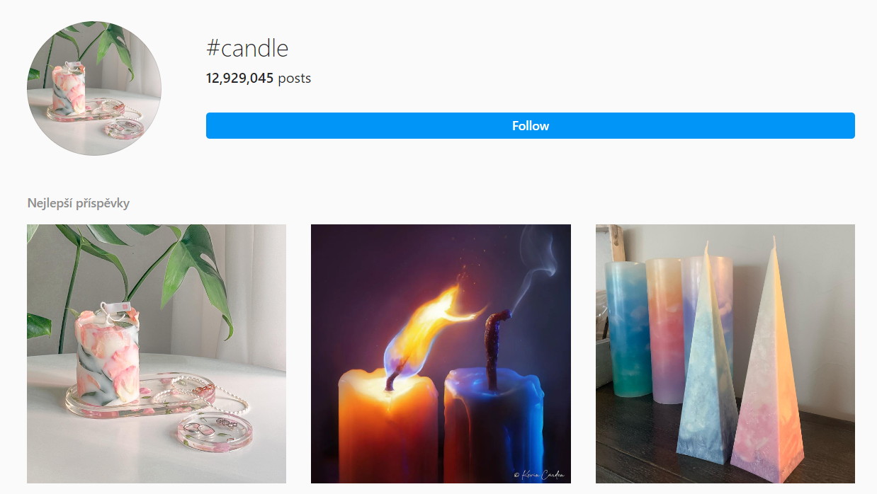 Example of an Instagram hashtag page