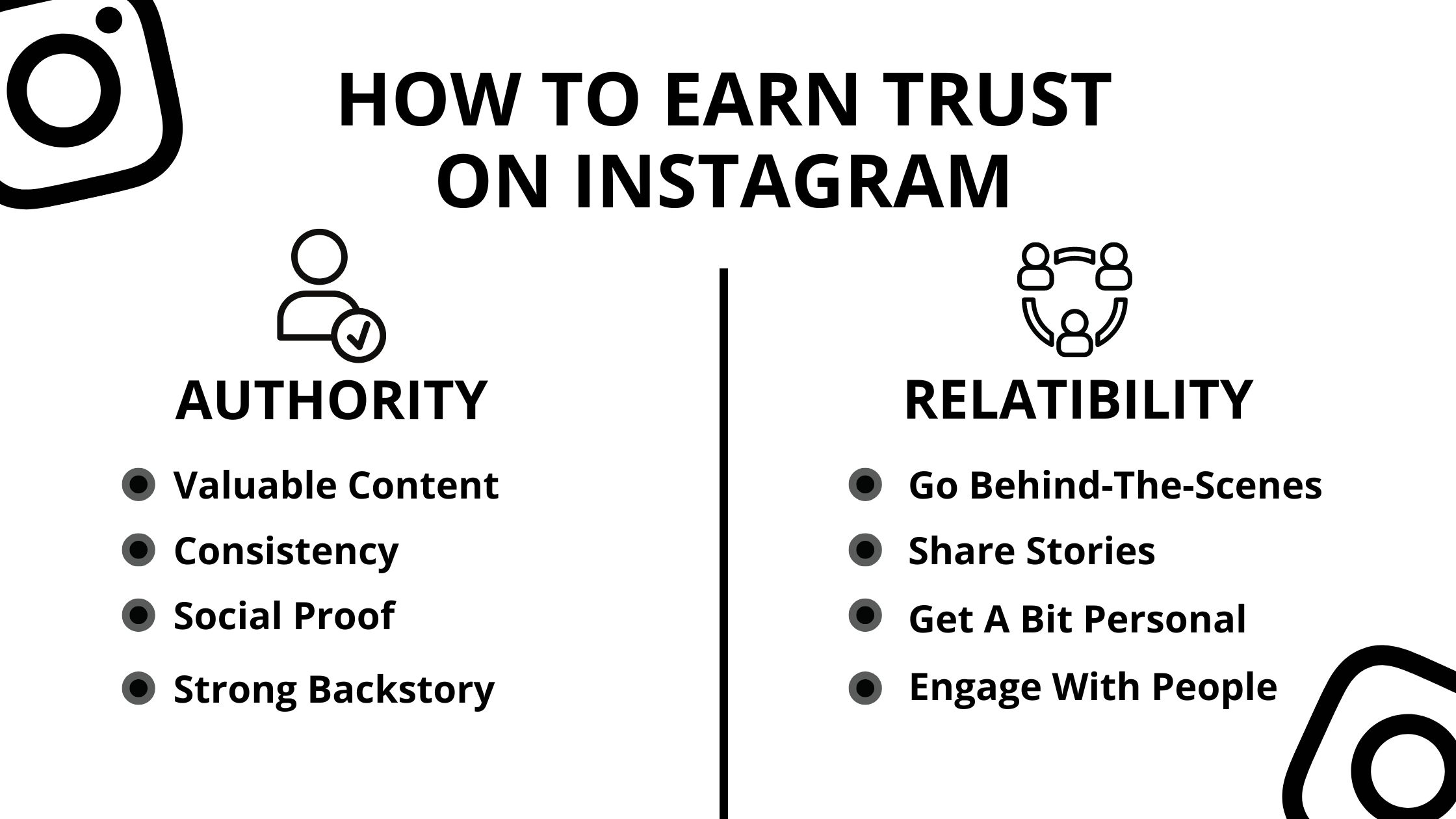 How to earn trust on Instagram infographic