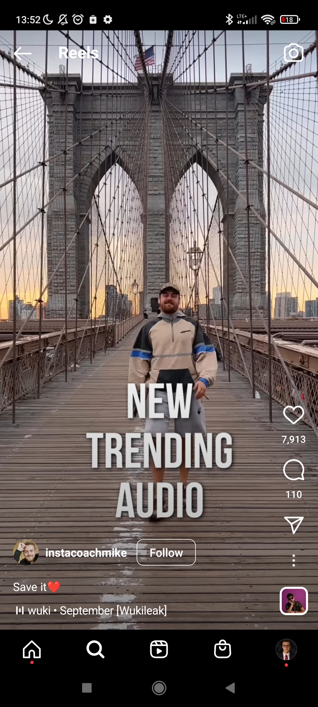 Example of an Instagram reel