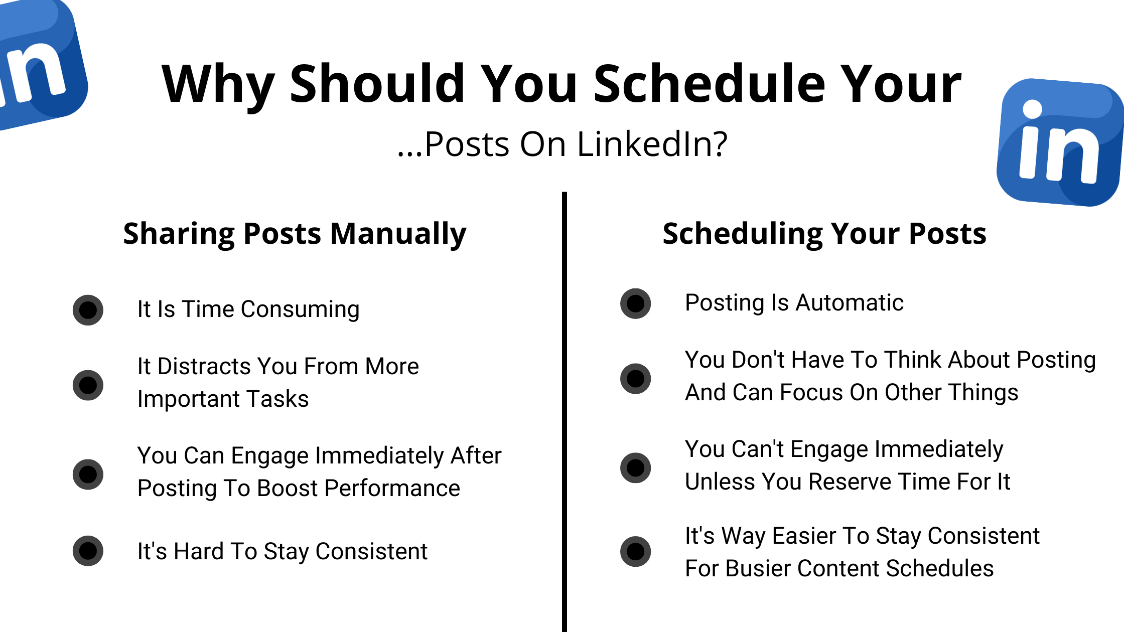 Why you should schedule your posts on LinkedIn infographic