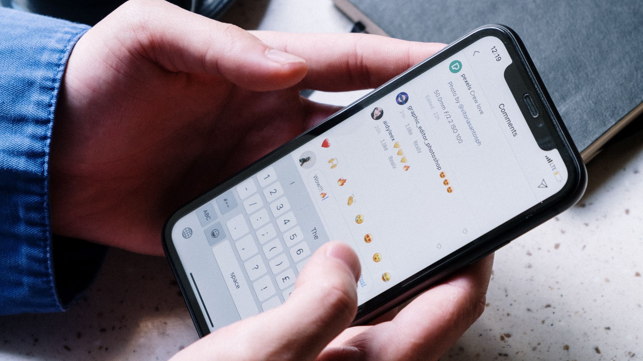 Person commetning on Instagram