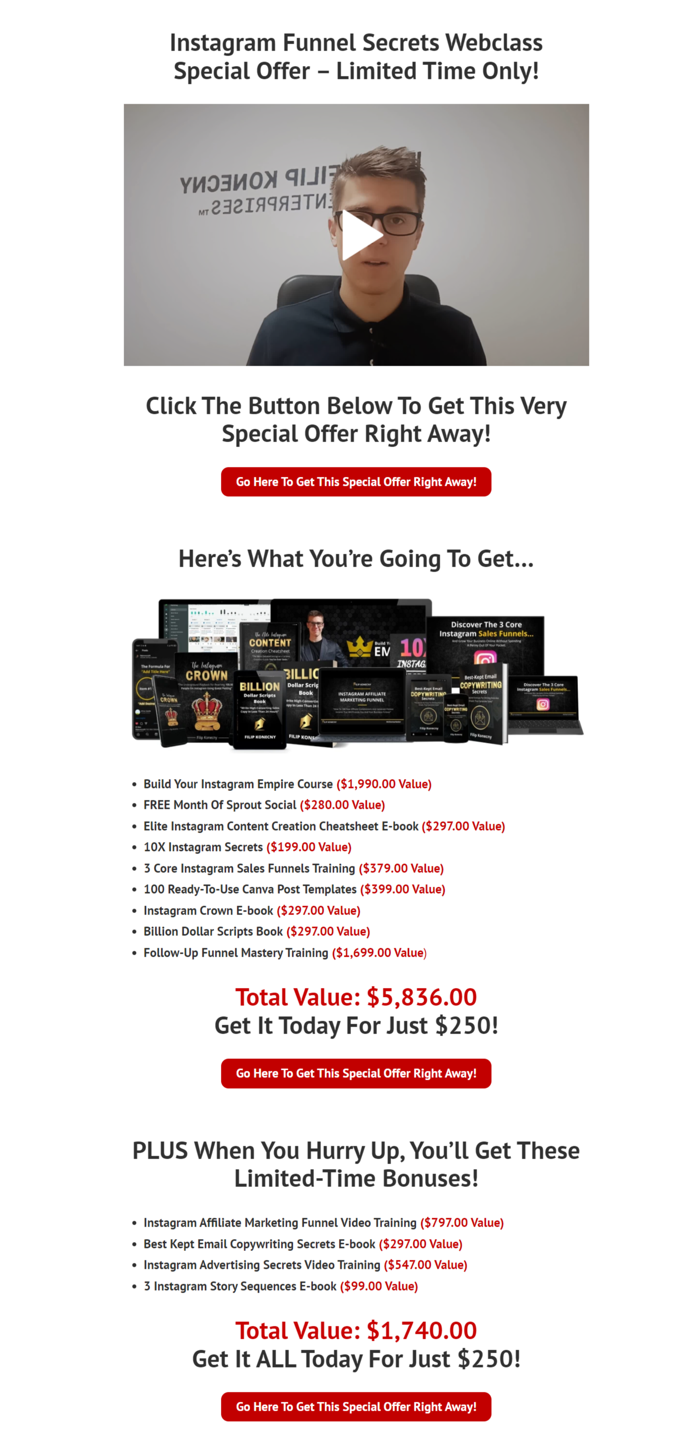 Example of an order page