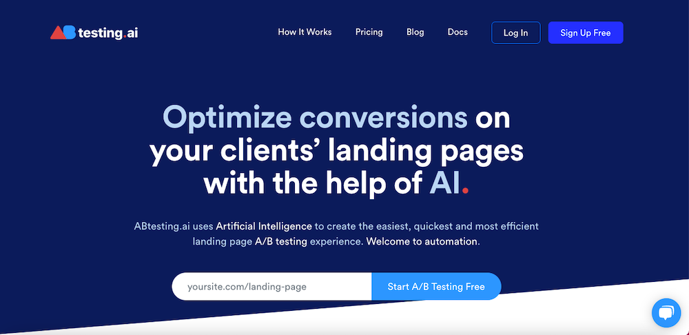 Example of a landing page 