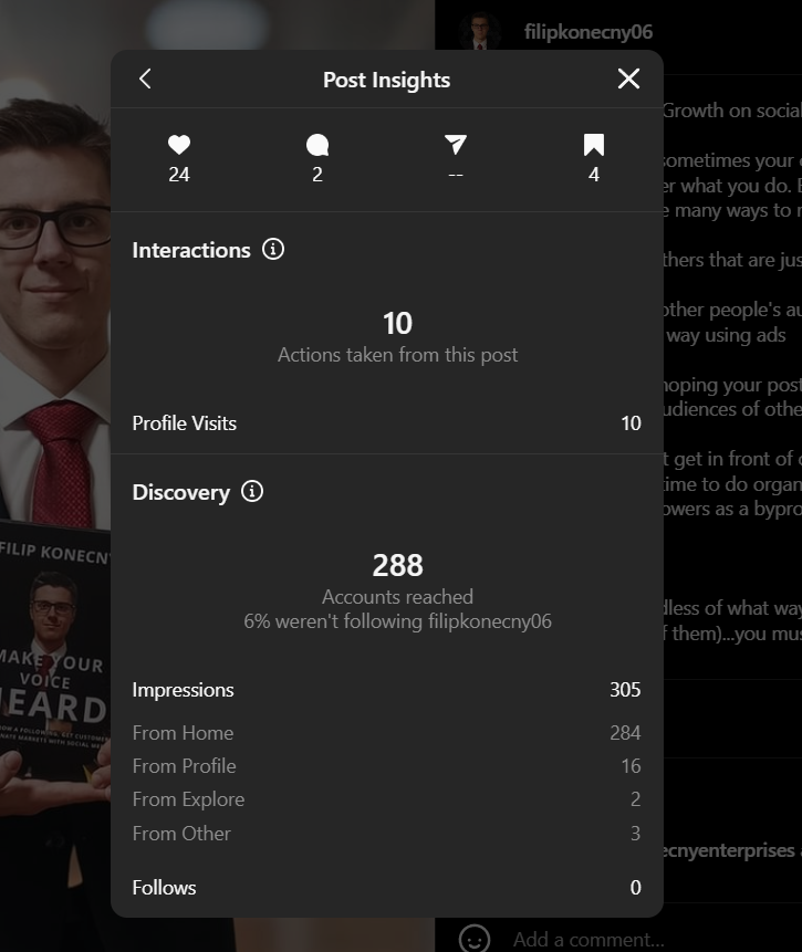 Screenshot of Instagram insights