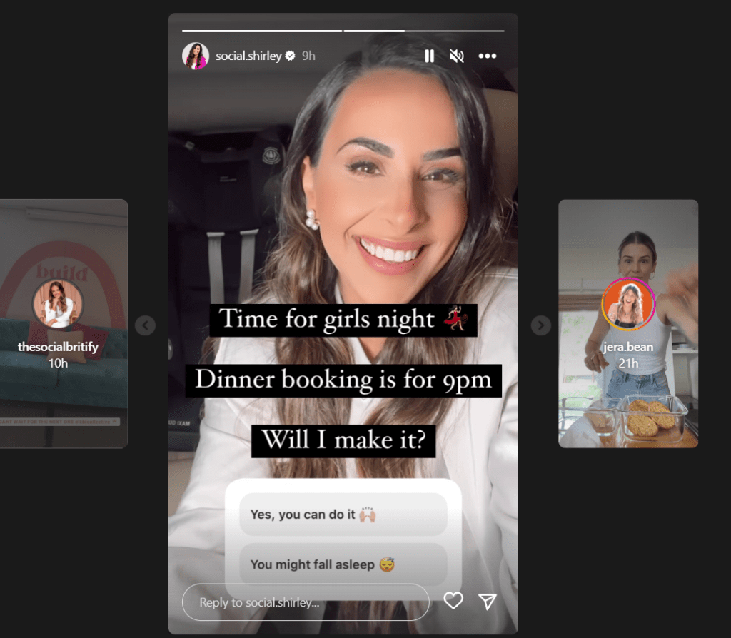 Example of an Instagram story used to boost engagement
