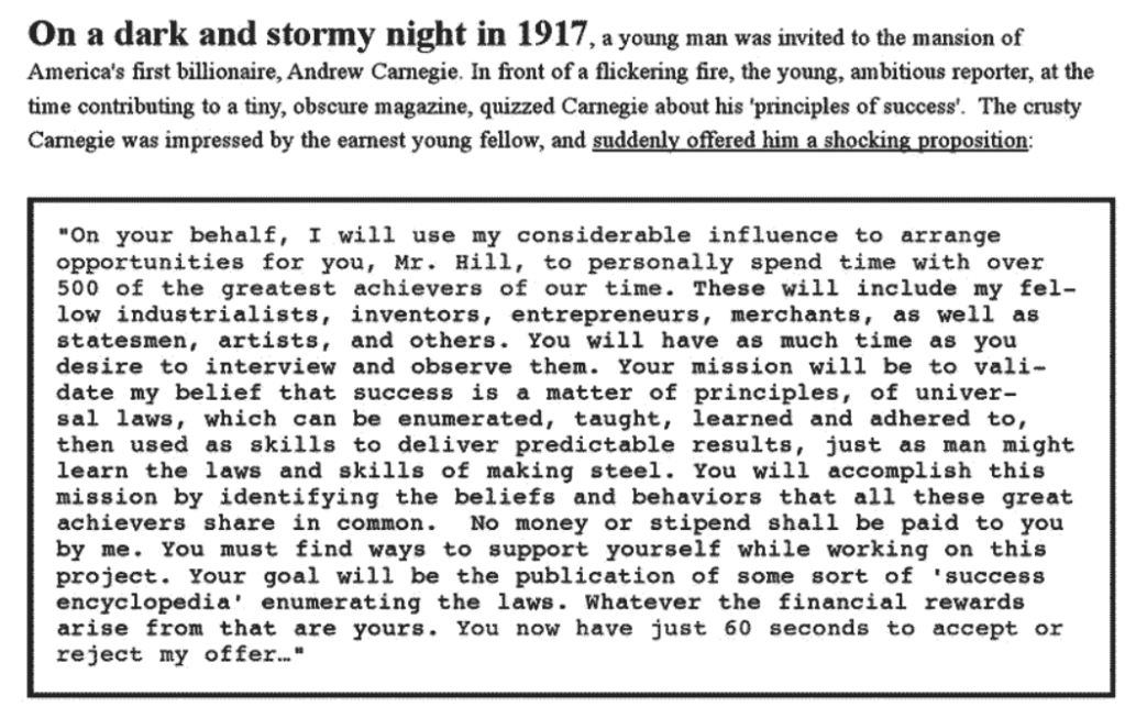 Example of storytelling in a sales copy