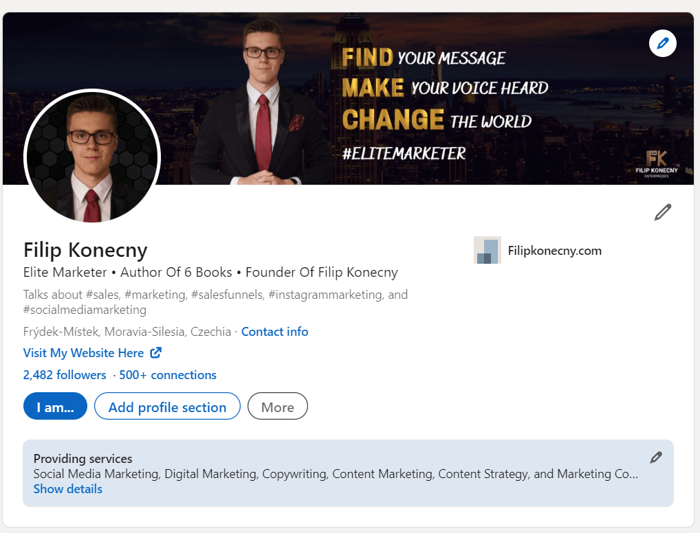 Filip Konecny's LinkedIn profile