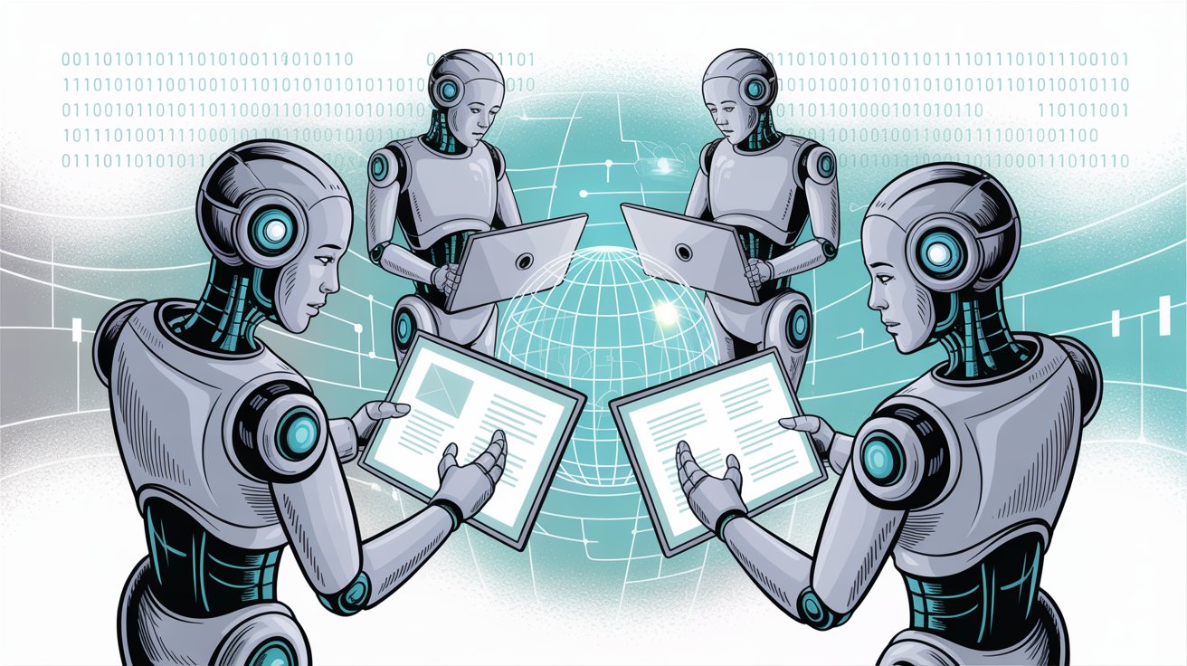 Illustration of AI agents handling compliance documentation tasks