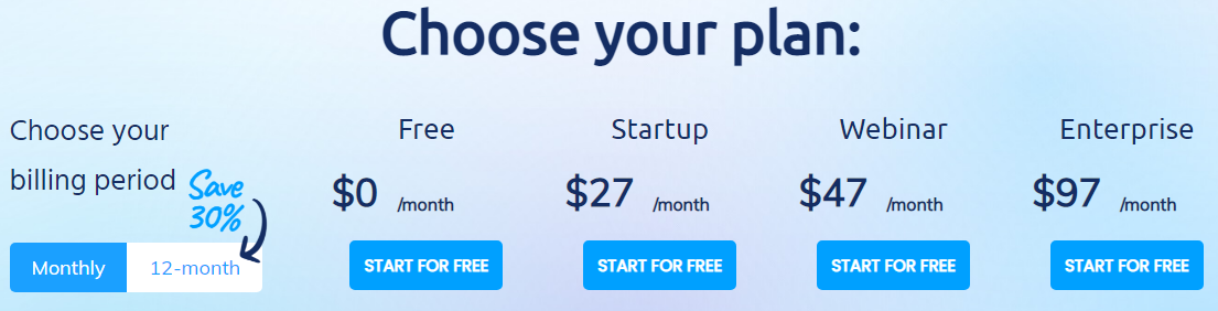 Systeme.io pricing plans screenshot