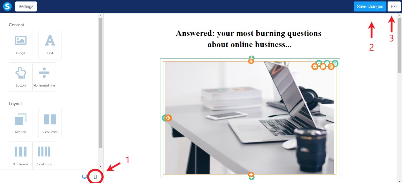 Systeme.io email editor dashboard