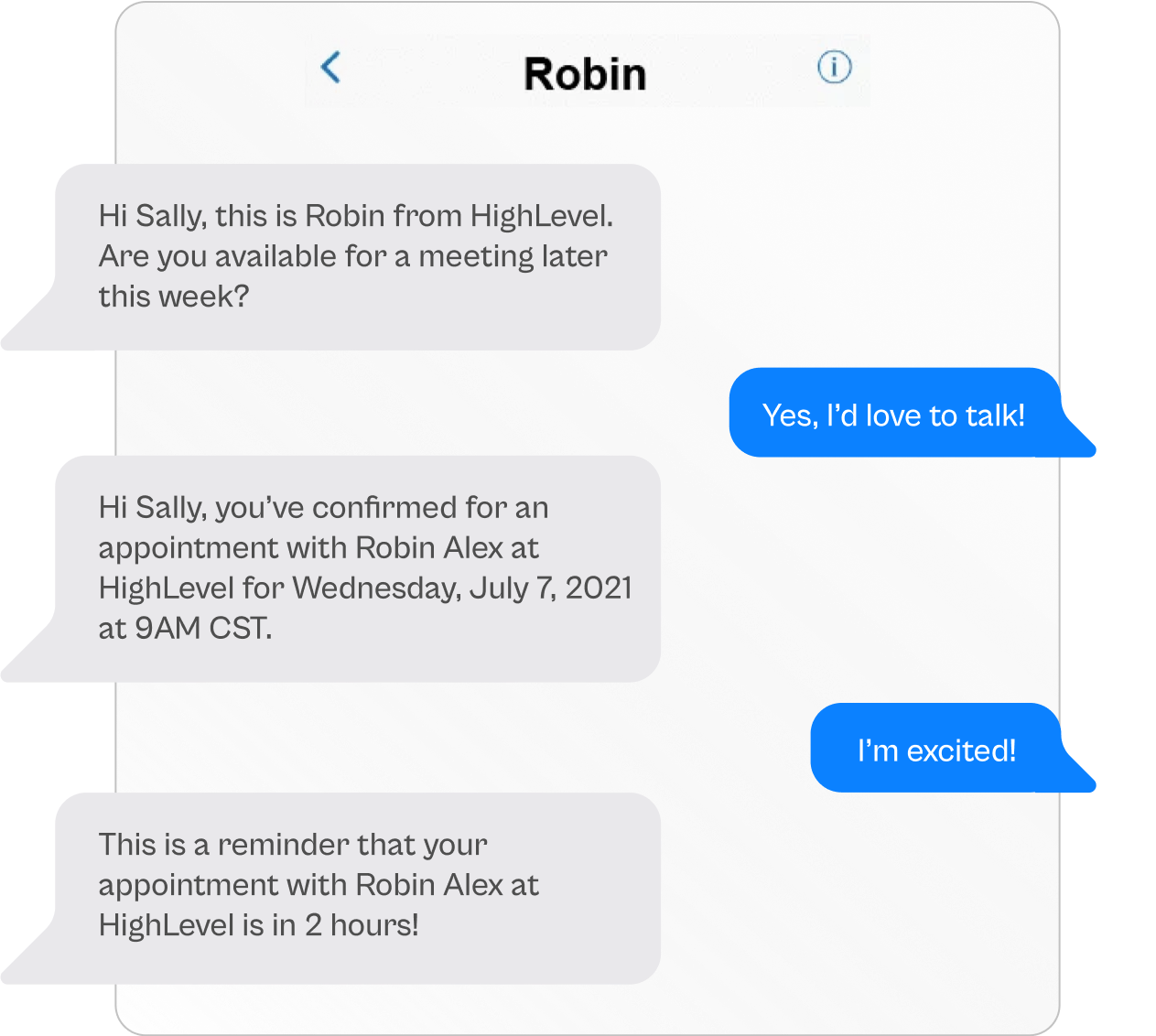 HighLevel automated text reminders and appointment messages