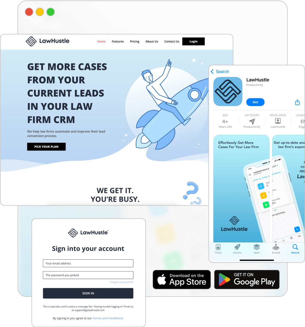 HighLevel white-label example showing branded website and mobile app experience