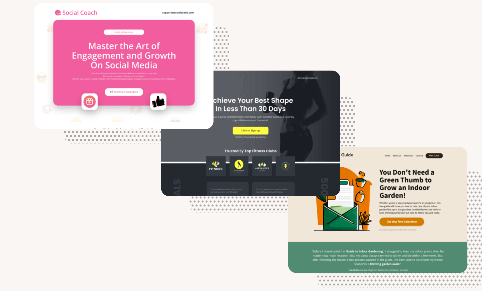 Example ClickFunnels landing page templates displayed side by side