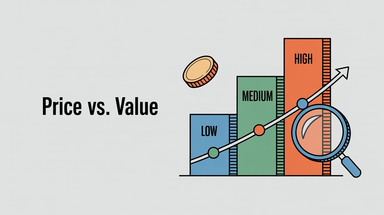Price versus value illustration used for software buying decisions