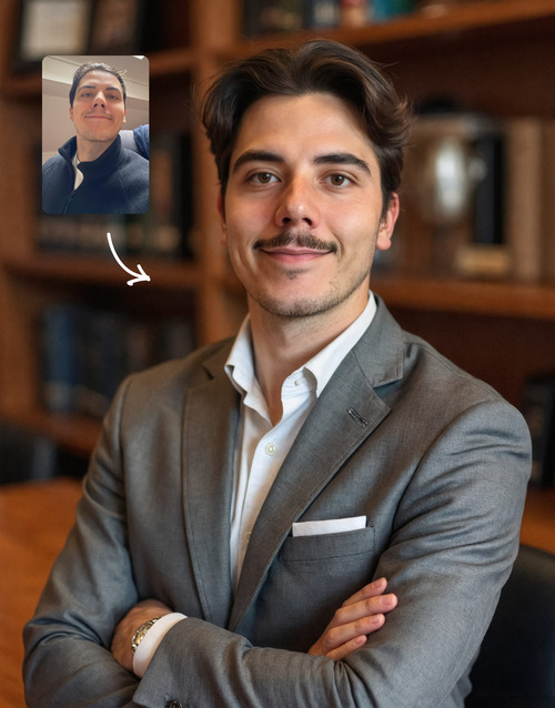 Example BetterPic AI headshot showing polished business portrait output