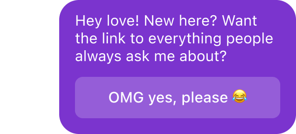 Automatic welcome message example for ManyChat Follow to DM