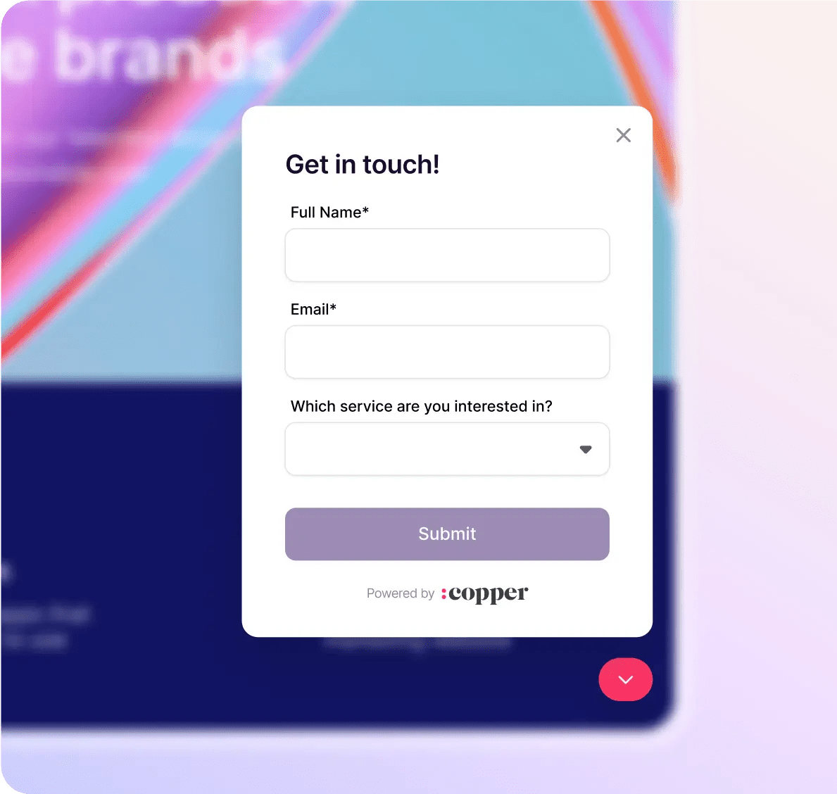 Copper lead capture form inside a client workflow